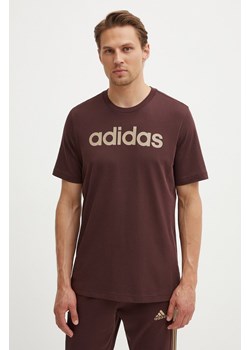 adidas t-shirt bawełniany Essentials męski kolor brązowy z nadrukiem IZ4768 ze sklepu ANSWEAR.com w kategorii T-shirty męskie - zdjęcie 173795397