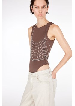 H & M - Body thong z głębokim dekoltem z tyłu - Brązowy ze sklepu H&M w kategorii Bluzki damskie - zdjęcie 173796706