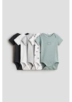 H & M - Bawełniane body 5-pak - Zielony ze sklepu H&M w kategorii Odzież dla niemowląt - zdjęcie 173796745