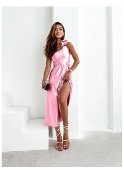 Elegancka sukienka na jedno ramie ARELIA - różowa ze sklepu magmac.pl w kategorii Sukienki - zdjęcie 173798628