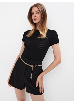 Mohito - Dzianinowa czarna bluzka - czarny ze sklepu Mohito w kategorii Bluzki damskie - zdjęcie 173798707