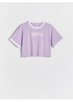 Reserved - T-shirt z nadrukiem - lawendowy ze sklepu Reserved w kategorii Bluzki dziewczęce - zdjęcie 173800178