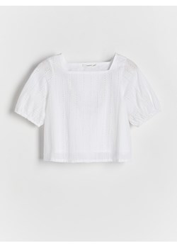 Reserved - Bluzka ażurowa - złamana biel ze sklepu Reserved w kategorii Bluzki dziewczęce - zdjęcie 173800369