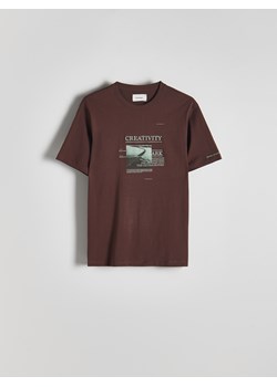 Reserved - T-shirt regular z haftem - brązowy ze sklepu Reserved w kategorii T-shirty męskie - zdjęcie 173800387