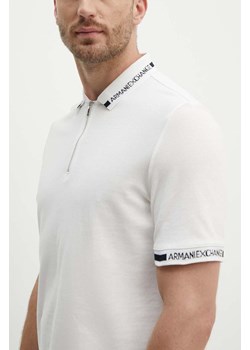 Armani Exchange polo bawełniane kolor biały gładki ze sklepu ANSWEAR.com w kategorii T-shirty męskie - zdjęcie 173800855
