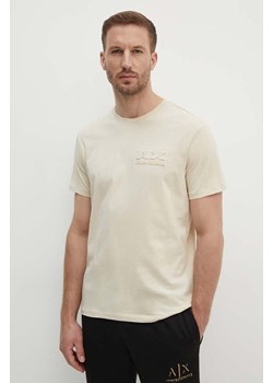 Armani Exchange t-shirt bawełniany męski kolor beżowy z nadrukiem 3DZTAG ZJ9TZ ze sklepu ANSWEAR.com w kategorii T-shirty męskie - zdjęcie 173800905