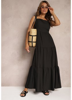 Czarna Sukienka o Rozkloszowanym Fasonie Wiązana i Wykończona Gumką z Tyłu Hililena ze sklepu Renee odzież w kategorii Sukienki - zdjęcie 173800929