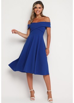 Niebieska Rozkloszowana Sukienka Typu Hiszpanka Olorea ze sklepu Born2be Odzież w kategorii Sukienki - zdjęcie 173801487