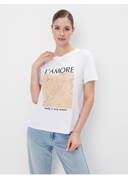 Mohito - Koszulka z nadrukiem - biały ze sklepu Mohito w kategorii Bluzki damskie - zdjęcie 173801579