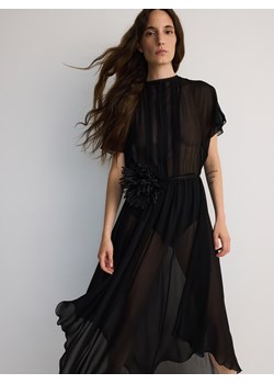 Reserved - Szyfonowa sukienka z wiązaną szarfą - czarny ze sklepu Reserved w kategorii Sukienki - zdjęcie 173801856
