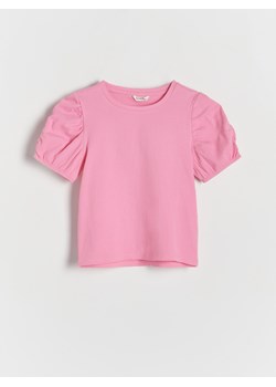 Reserved - Bluzka z bufiastymi rękawami - różowy ze sklepu Reserved w kategorii Bluzki dziewczęce - zdjęcie 173802005