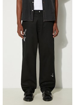 Carhartt WIP spodnie bawełniane Ducks Single Knee Pant kolor czarny proste I033700.89XX ze sklepu PRM w kategorii Spodnie męskie - zdjęcie 173802695