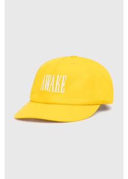 Awake NY czapka z daszkiem bawełniana Logo Hat kolor żółty z aplikacją SP24-HT004 ze sklepu PRM w kategorii Czapki z daszkiem męskie - zdjęcie 173802786