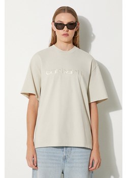 Carhartt WIP t-shirt bawełniany S/S Duster T-Shirt damski kolor beżowy I033555.1YCGD ze sklepu PRM w kategorii Bluzki damskie - zdjęcie 173802877