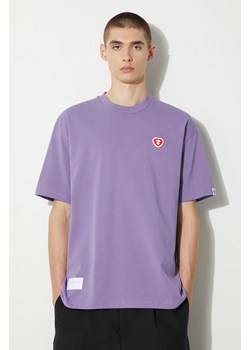 AAPE t-shirt bawełniany Heart Tee męski kolor fioletowy z aplikacją AAPTEM1417XXM ze sklepu PRM w kategorii T-shirty męskie - zdjęcie 173802887