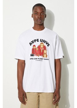AAPE t-shirt bawełniany Theme Tee męski kolor biały z nadrukiem AAPTEM1496XXM ze sklepu PRM w kategorii T-shirty męskie - zdjęcie 173802897