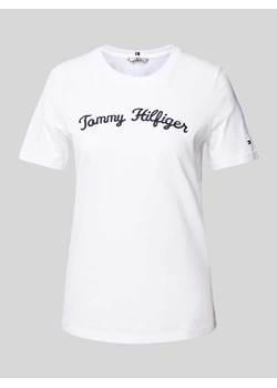 T-shirt z wyhaftowanym logo model ‘SCRIPT’ ze sklepu Peek&Cloppenburg  w kategorii Bluzki damskie - zdjęcie 173802998
