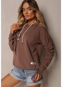 Brązowa Bluza Bawełniana z Kapturem Dolcean ze sklepu Renee odzież w kategorii Bluzy damskie - zdjęcie 173805518