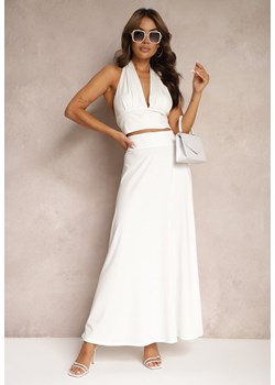 Biała Rozkloszowana Spódnica High Waist z Marszczeniem w Pasie Nolisea ze sklepu Renee odzież w kategorii Spódnice - zdjęcie 173806018