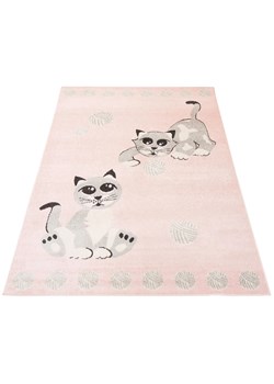 Różowy dywan z kotkami do pokoju dziecięcego - Animas 3X ze sklepu Edinos.pl w kategorii Dywany - zdjęcie 173806285