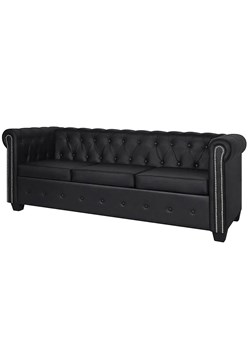 3-osobowa czarna sofa w stylu Chesterfield - Xavier 3Q ze sklepu Edinos.pl w kategorii Sofy i kanapy - zdjęcie 173806668