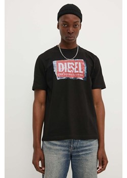 Diesel t-shirt bawełniany T-ADJUST-Q6 męski kolor czarny z nadrukiem A15379.0AKAK ze sklepu ANSWEAR.com w kategorii T-shirty męskie - zdjęcie 173811918