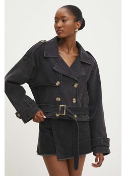 Answear Lab kurtka jeansowa damska kolor szary przejściowa oversize ze sklepu ANSWEAR.com w kategorii Kurtki damskie - zdjęcie 173812035