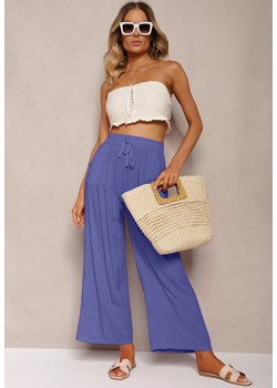 Fioletowe Spodnie Bawełniane z Szerokimi Nogawkami Vimavie ze sklepu Renee odzież w kategorii Spodnie damskie - zdjęcie 173813219