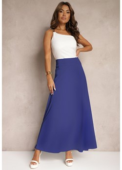 Niebieska Rozkloszowana Spódnica High Waist z Marszczeniem w Pasie Nolisea ze sklepu Renee odzież w kategorii Spódnice - zdjęcie 173813269