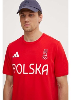 adidas Performance t-shirt Poland męski kolor czerwony z nadrukiem JF6678 ze sklepu ANSWEAR.com w kategorii T-shirty męskie - zdjęcie 173815106