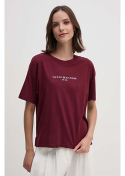 Tommy Hilfiger t-shirt damski kolor bordowy ze sklepu ANSWEAR.com w kategorii Bluzki damskie - zdjęcie 173815227
