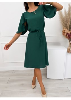 Zielona Sukienka z Paseczkiem ze sklepu ModnaKiecka.pl w kategorii Sukienki - zdjęcie 173815459