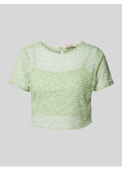 T-shirt krótki z cekinowym obszyciem ze sklepu Peek&Cloppenburg  w kategorii Bluzki damskie - zdjęcie 173816108
