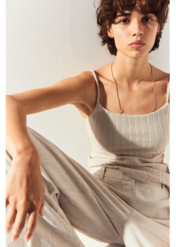 H & M - Dzianinowy top na ramiączkach - Brązowy ze sklepu H&M w kategorii Bluzki damskie - zdjęcie 173817017