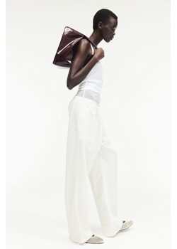 H & M - Spodnie bez zapięcia z domieszką lnu - Biały ze sklepu H&M w kategorii Spodnie damskie - zdjęcie 173817028
