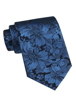Klasyczny, Szeroki Krawat Męski CHATTIER - Granatowe Kwiaty KRCH1388 ze sklepu JegoSzafa.pl w kategorii Krawaty - zdjęcie 173820098