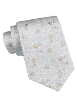 Klasyczny, Szeroki Krawat Męski CHATTIER - Popiel ze Złotym Akcentem KRCH1391 ze sklepu JegoSzafa.pl w kategorii Krawaty - zdjęcie 173820106