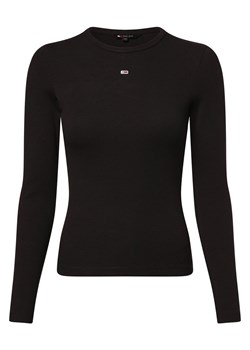 Tommy Jeans Damska koszulka z długim rękawem Kobiety Bawełna czarny jednolity ze sklepu vangraaf w kategorii Bluzki damskie - zdjęcie 173820507