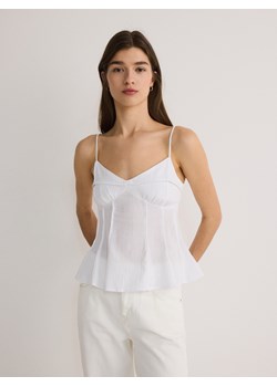 Reserved - Top z baskinką z bawełny - biały ze sklepu Reserved w kategorii Bluzki damskie - zdjęcie 173821275