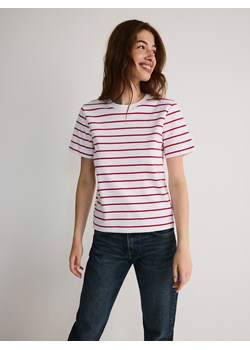 Reserved - T-shirt z merceryzowanej bawełny - złamana biel ze sklepu Reserved w kategorii Bluzki damskie - zdjęcie 173821355