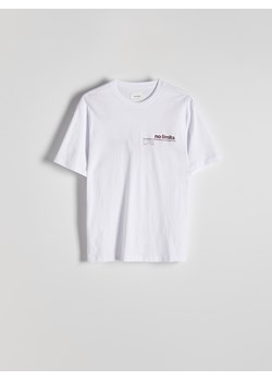 Reserved - T-shirt regular z haftem - złamana biel ze sklepu Reserved w kategorii T-shirty męskie - zdjęcie 173821598