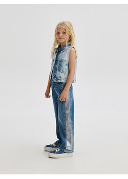 Reserved - Jeansy super wide leg ze zdobieniem - niebieski ze sklepu Reserved w kategorii Spodnie dziewczęce - zdjęcie 173822617