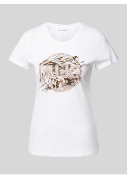 T-shirt z obszyciem kamieniami stras z logo ze sklepu Peek&Cloppenburg  w kategorii Bluzki damskie - zdjęcie 173822945
