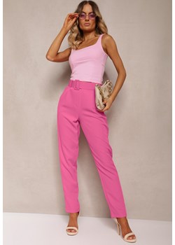 Ciemnoróżowe Spodnie Garniturowe High Waist z Paskiem Wenus ze sklepu Renee odzież w kategorii Spodnie damskie - zdjęcie 173823898
