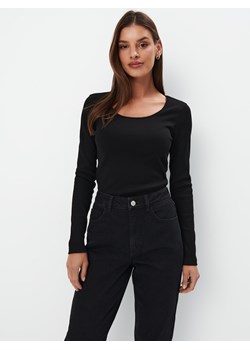 Mohito - Prążkowana czarna bluzka - czarny ze sklepu Mohito w kategorii Bluzki damskie - zdjęcie 173825438