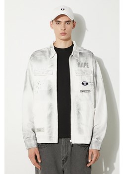 AAPE kurtka jeansowa męska kolor biały przejściowa AAPLJM7644XBM ze sklepu PRM w kategorii Kurtki męskie - zdjęcie 173827265