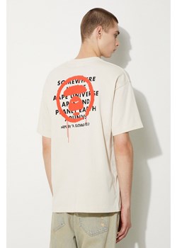 AAPE t-shirt bawełniany Basic Tee męski kolor beżowy z nadrukiem AAPTEM1453XXM ze sklepu PRM w kategorii T-shirty męskie - zdjęcie 173827305