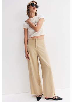 H & M - Spodnie z domieszką lnu - Beżowy ze sklepu H&M w kategorii Spodnie damskie - zdjęcie 173827358