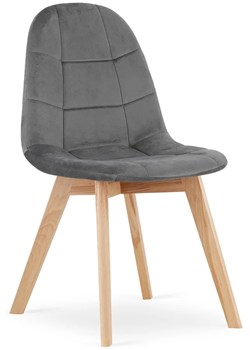 Komplet szarych aksamitnych krzeseł do salonu 4 szt. - Kiraz ze sklepu Edinos.pl w kategorii Krzesła - zdjęcie 173828898