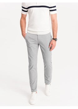 Spodnie męskie chino z ozdobną taśmą w pasie – szare V6 OM-PACP-0118 ze sklepu ombre w kategorii Spodnie męskie - zdjęcie 173831388